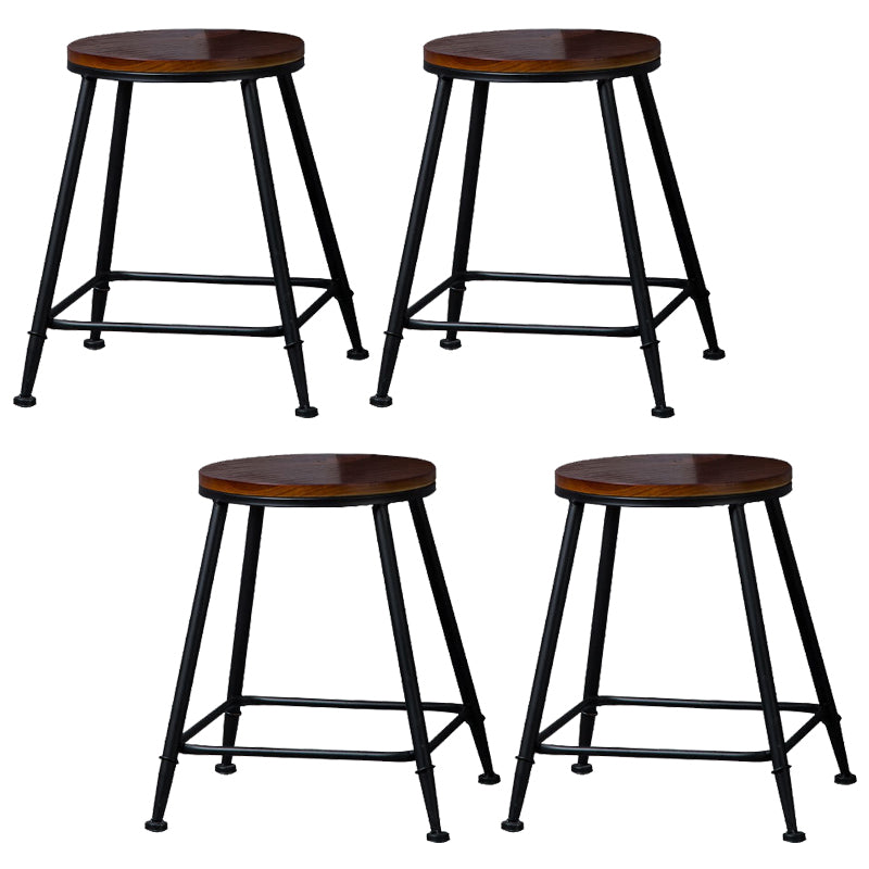Contemporary Metal Dining Stools Round Bar Stools with Footrest