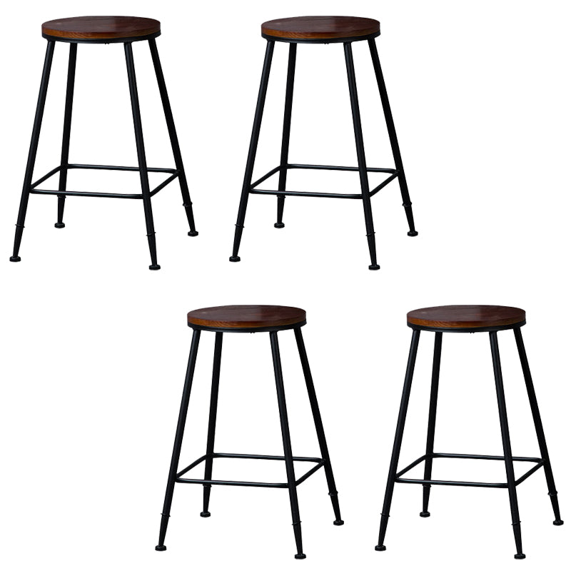 Contemporary Metal Dining Stools Round Bar Stools with Footrest