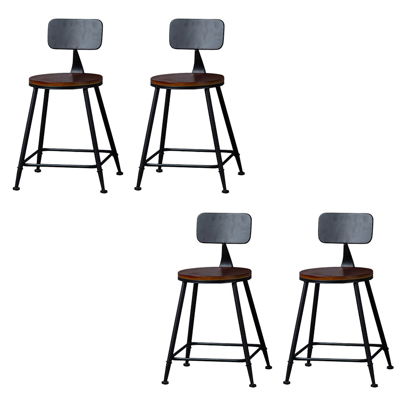 Contemporary Metal Dining Stools Round Bar Stools with Footrest