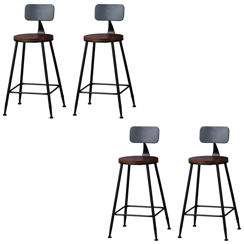 Contemporary Metal Dining Stools Round Bar Stools with Footrest