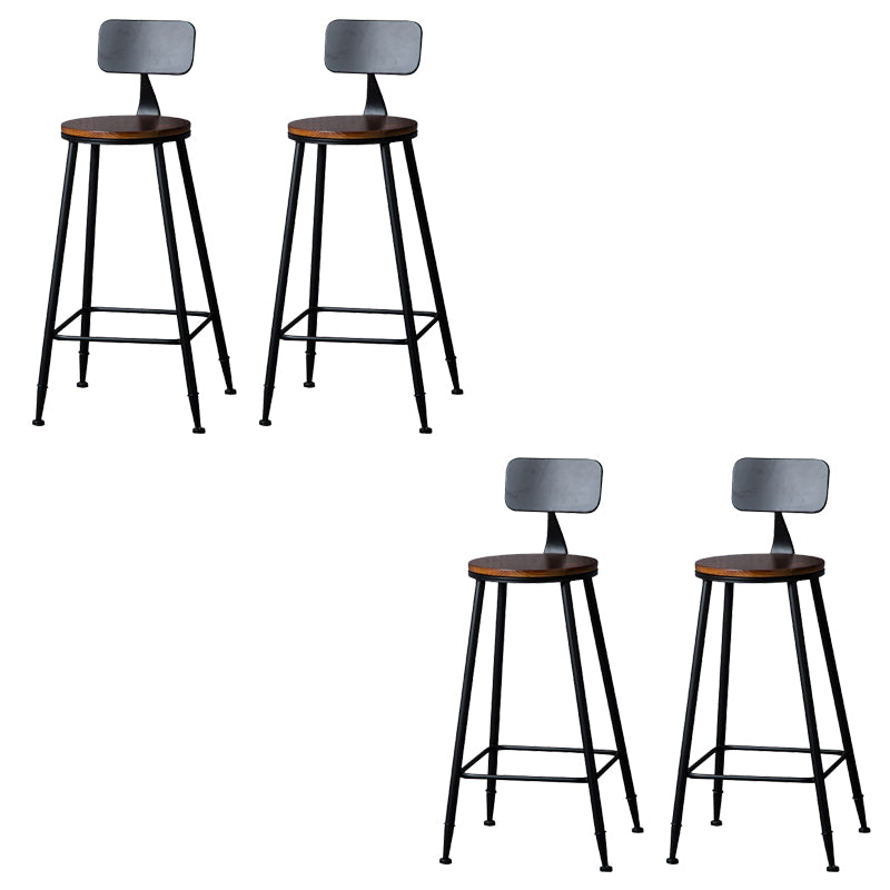 Contemporary Metal Dining Stools Round Bar Stools with Footrest