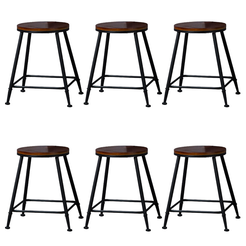 Contemporary Metal Dining Stools Round Bar Stools with Footrest
