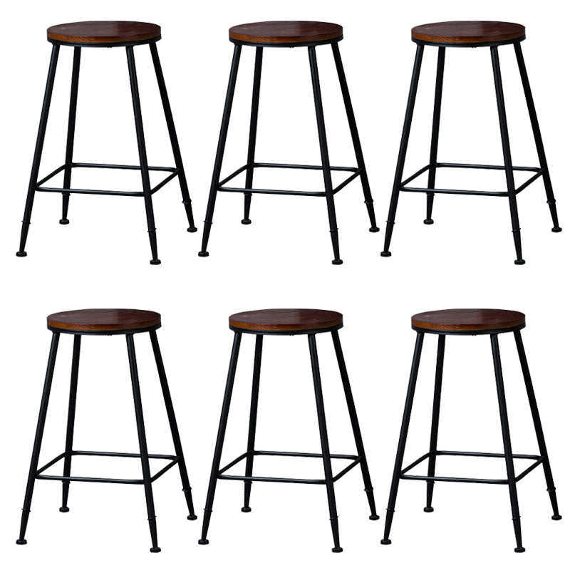 Contemporary Metal Dining Stools Round Bar Stools with Footrest