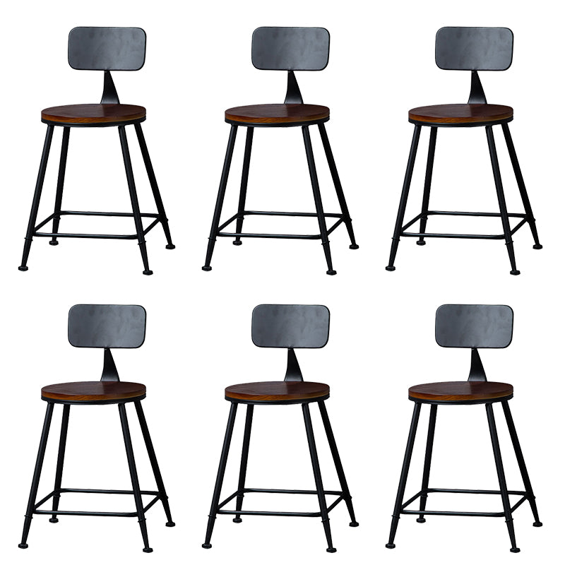 Contemporary Metal Dining Stools Round Bar Stools with Footrest
