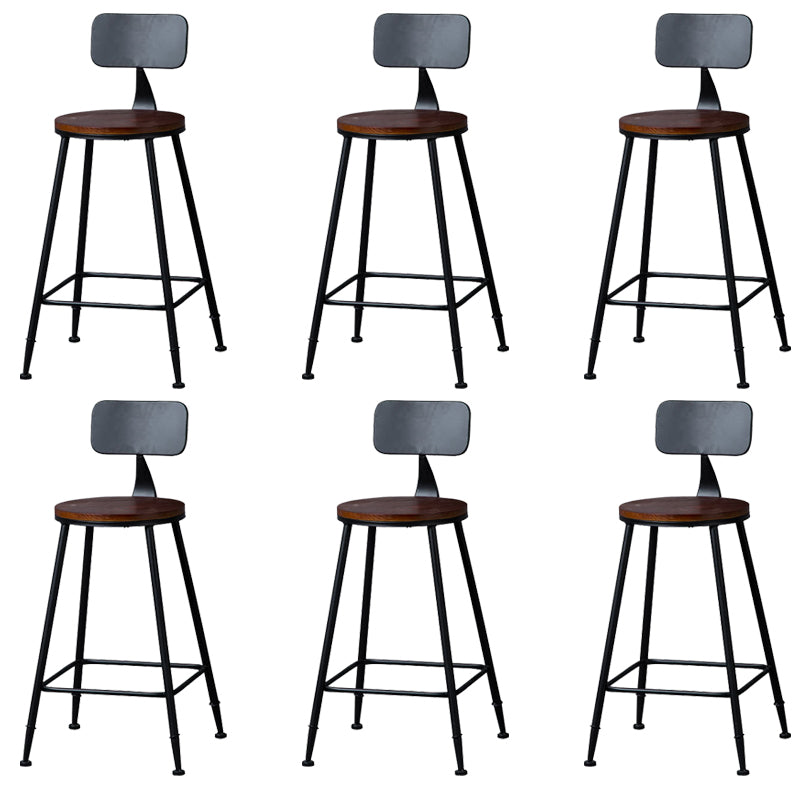 Contemporary Metal Dining Stools Round Bar Stools with Footrest