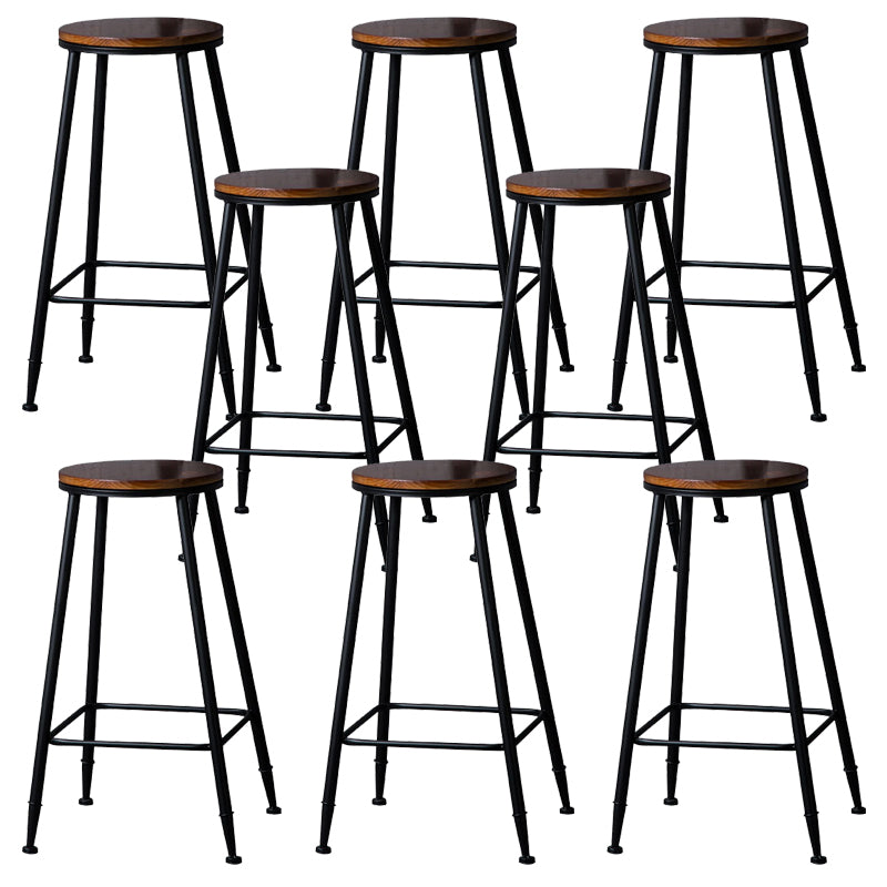Contemporary Metal Dining Stools Round Bar Stools with Footrest