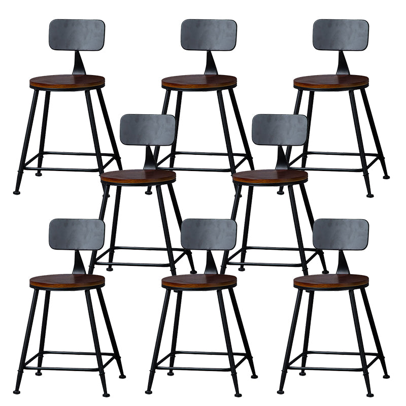 Contemporary Metal Dining Stools Round Bar Stools with Footrest