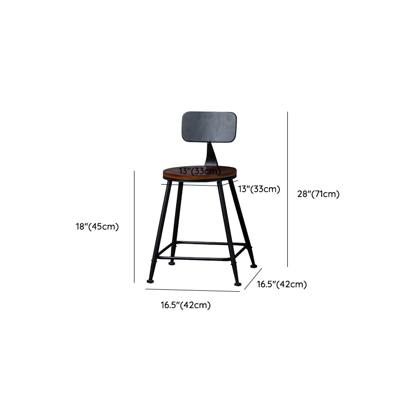 Contemporary Metal Dining Stools Round Bar Stools with Footrest