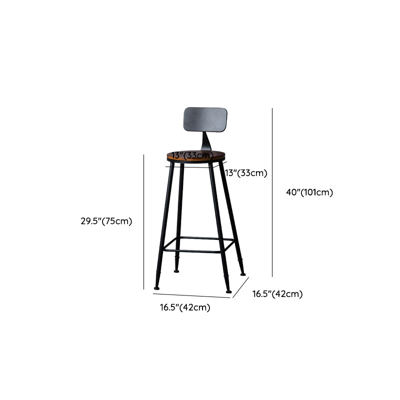 Contemporary Metal Dining Stools Round Bar Stools with Footrest