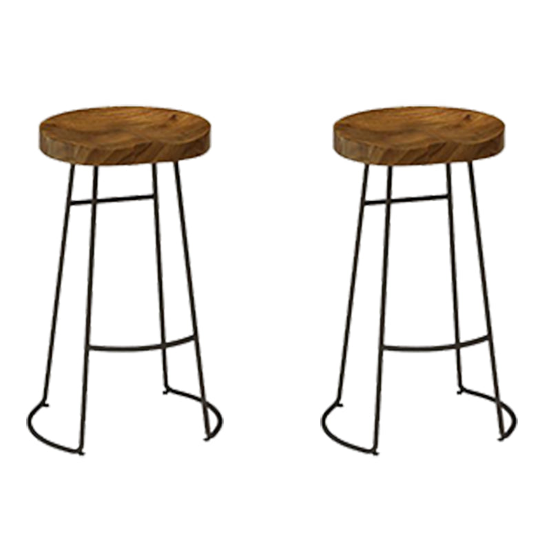 Contemporary Backless Dining Stools Solid Wood Bar Stools with Footrest