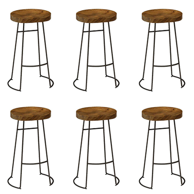 Contemporary Backless Dining Stools Solid Wood Bar Stools with Footrest