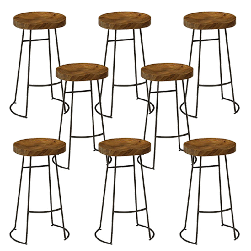Contemporary Backless Dining Stools Solid Wood Bar Stools with Footrest