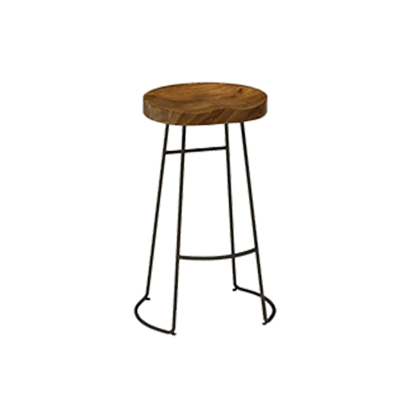 Contemporary Backless Dining Stools Solid Wood Bar Stools with Footrest