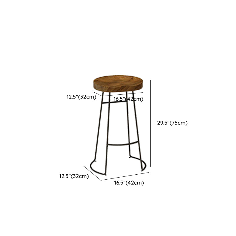 Contemporary Backless Dining Stools Solid Wood Bar Stools with Footrest