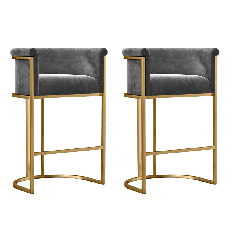 Glam Low Back Dining Stools Bucket Bar Stools with Metal Legs