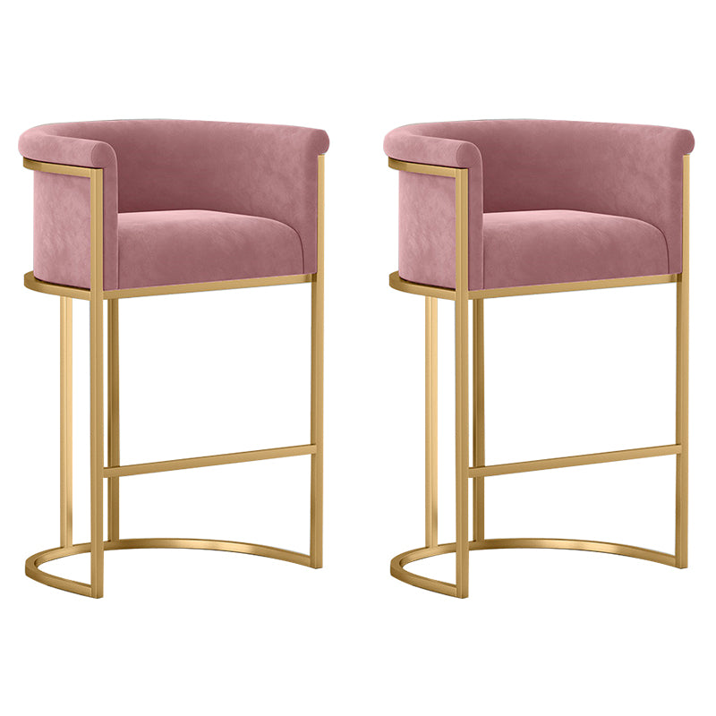 Glam Low Back Dining Stools Bucket Bar Stools with Metal Legs