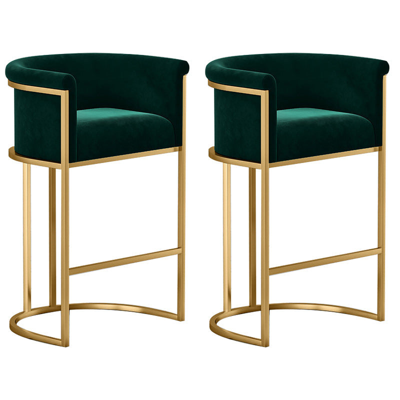 Glam Low Back Dining Stools Bucket Bar Stools with Metal Legs