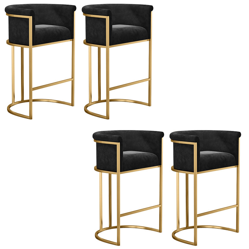 Glam Low Back Dining Stools Bucket Bar Stools with Metal Legs