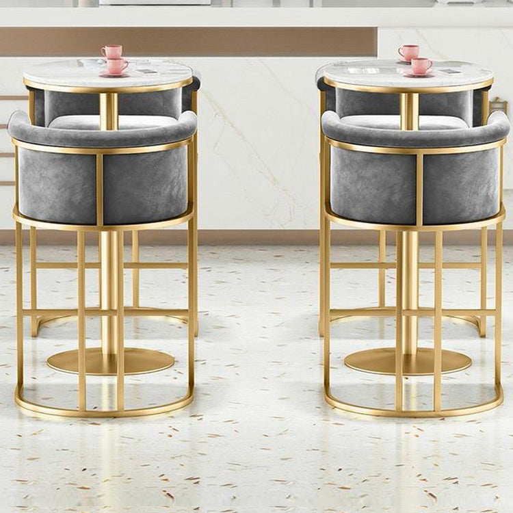 Glam Low Back Dining Stools Bucket Bar Stools with Metal Legs