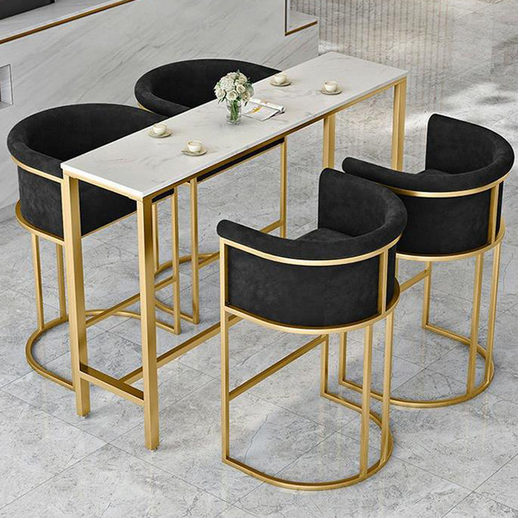 Glam Low Back Dining Stools Bucket Bar Stools with Metal Legs
