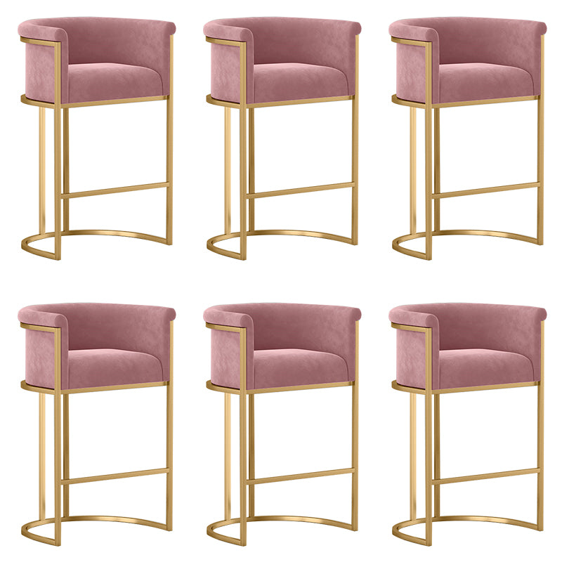 Glam Low Back Dining Stools Bucket Bar Stools with Metal Legs