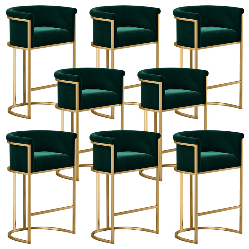 Glam Low Back Dining Stools Bucket Bar Stools with Metal Legs