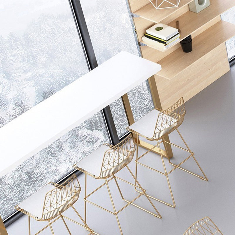 Glam Metal Bar Stools Low Back Dining Stools with Metal Legs