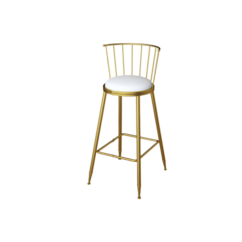 Glam Metal Bar Stools Low Back Dining Stools with Metal Legs