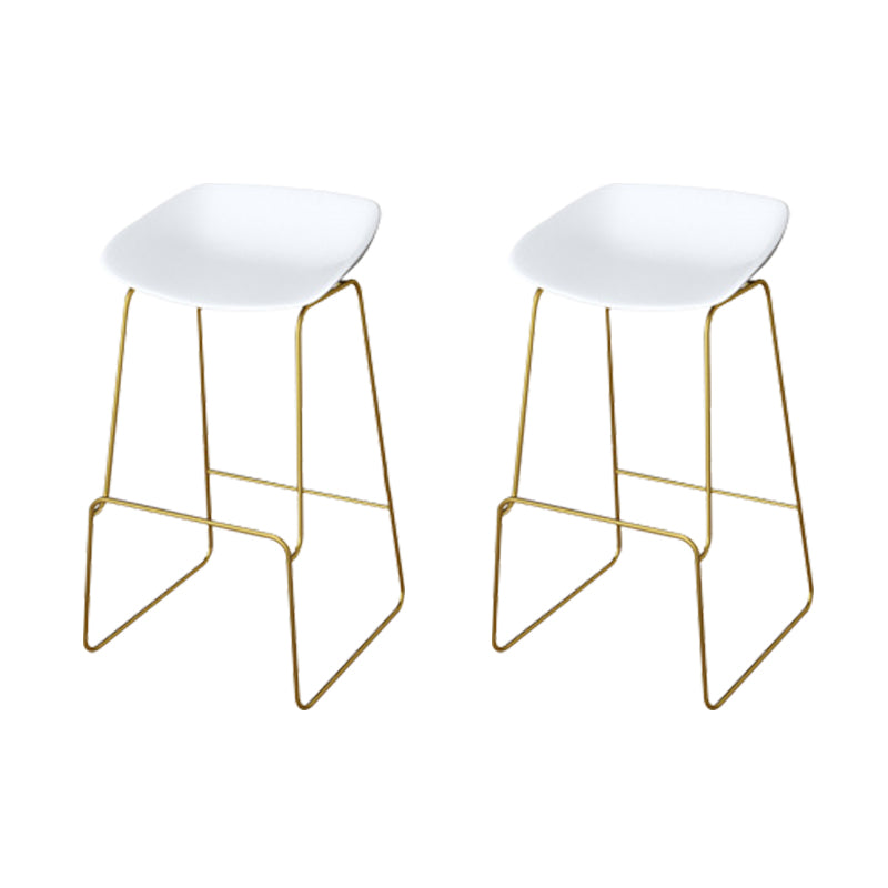 Glam Metal Bar Stools Low Back Dining Stools with Metal Legs