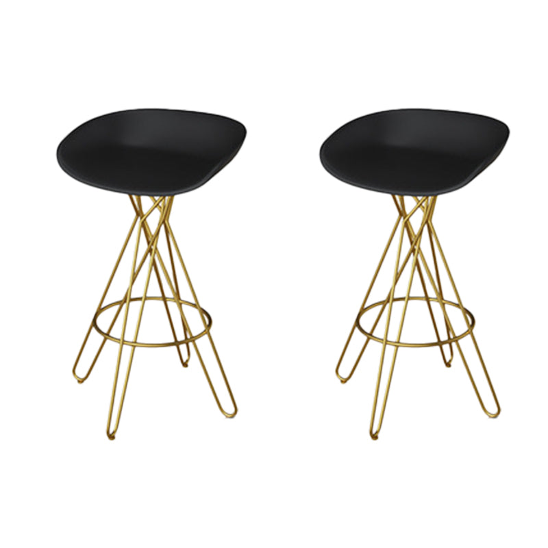 Glam Metal Bar Stools Low Back Dining Stools with Metal Legs