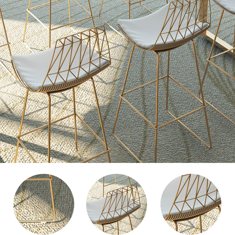 Glam Metal Bar Stools Low Back Dining Stools with Metal Legs