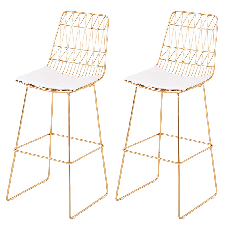 Glam Metal Bar Stools Low Back Dining Stools with Metal Legs