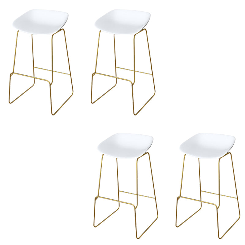 Glam Metal Bar Stools Low Back Dining Stools with Metal Legs