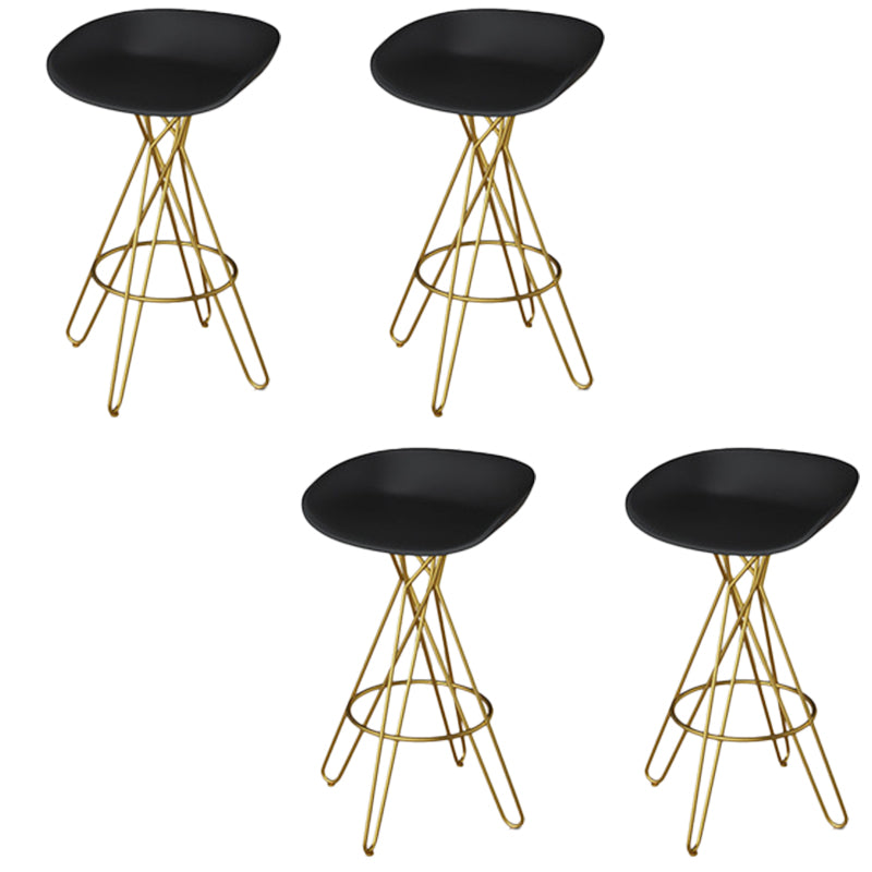Glam Metal Bar Stools Low Back Dining Stools with Metal Legs