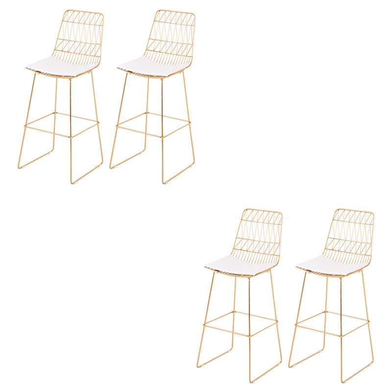 Glam Metal Bar Stools Low Back Dining Stools with Metal Legs