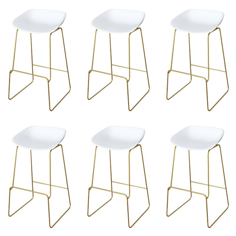 Glam Metal Bar Stools Low Back Dining Stools with Metal Legs