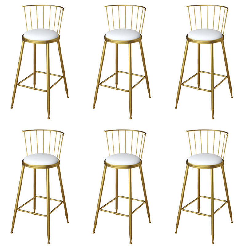 Glam Metal Bar Stools Low Back Dining Stools with Metal Legs