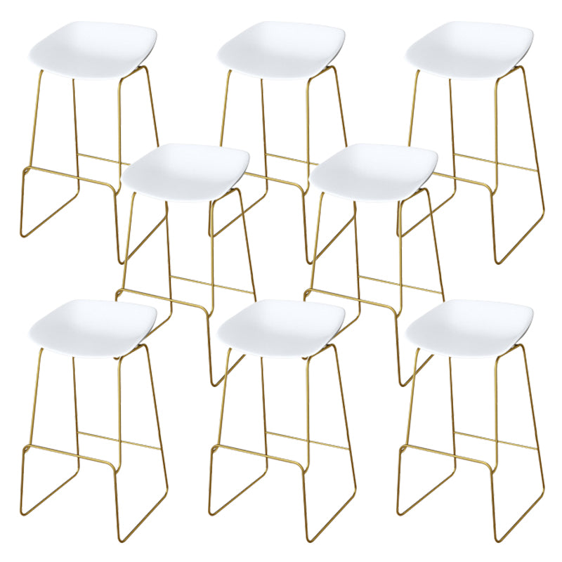 Glam Metal Bar Stools Low Back Dining Stools with Metal Legs