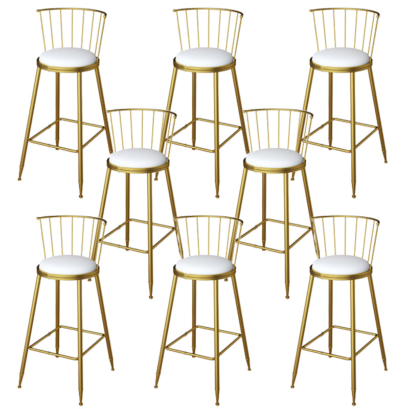 Glam Metal Bar Stools Low Back Dining Stools with Metal Legs