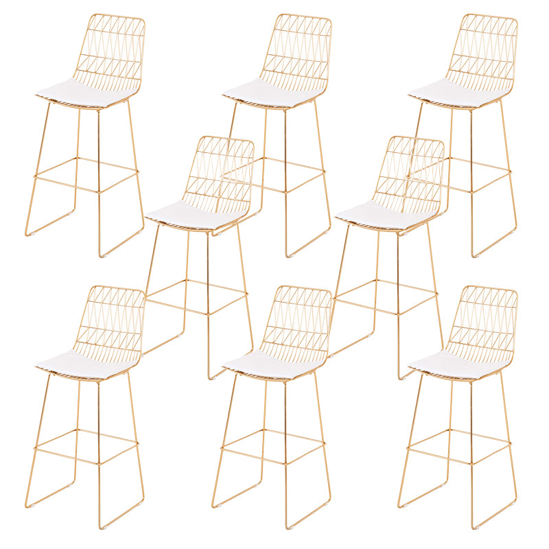 Glam Metal Bar Stools Low Back Dining Stools with Metal Legs