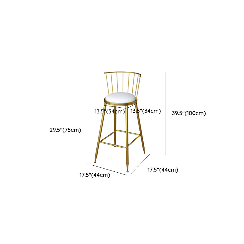 Glam Metal Bar Stools Low Back Dining Stools with Metal Legs