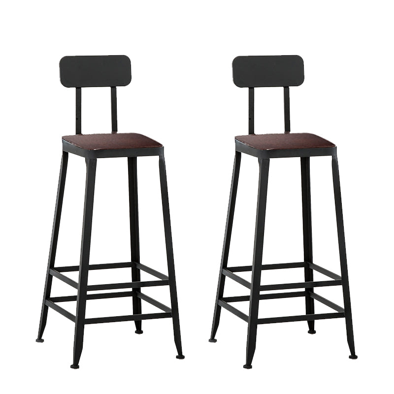 Contemporary Square Dining Stools Metal Bar Stools with Footrest