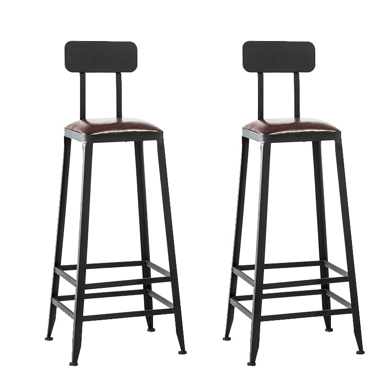 Contemporary Square Dining Stools Metal Bar Stools with Footrest