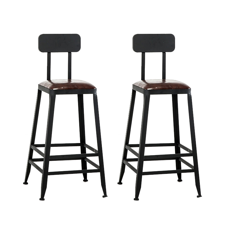 Contemporary Square Dining Stools Metal Bar Stools with Footrest