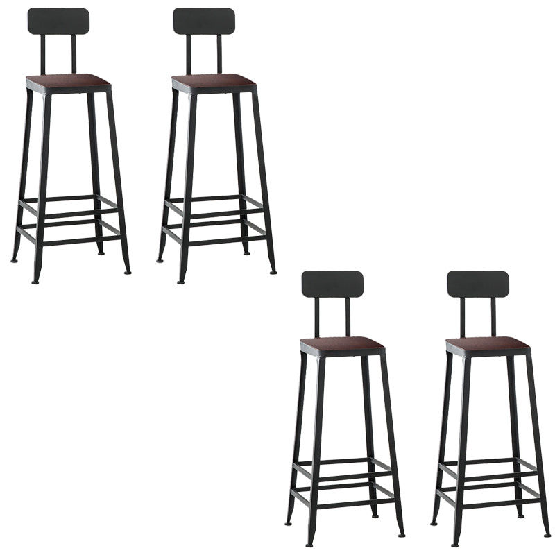 Contemporary Square Dining Stools Metal Bar Stools with Footrest