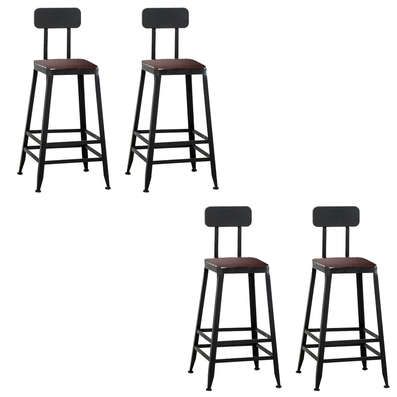 Contemporary Square Dining Stools Metal Bar Stools with Footrest