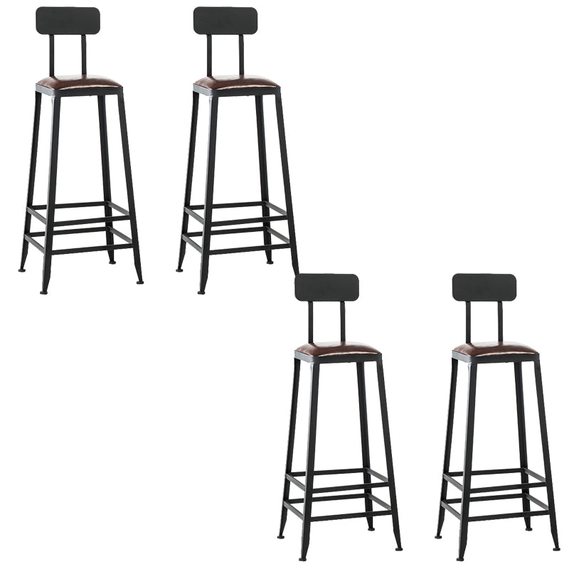 Contemporary Square Dining Stools Metal Bar Stools with Footrest