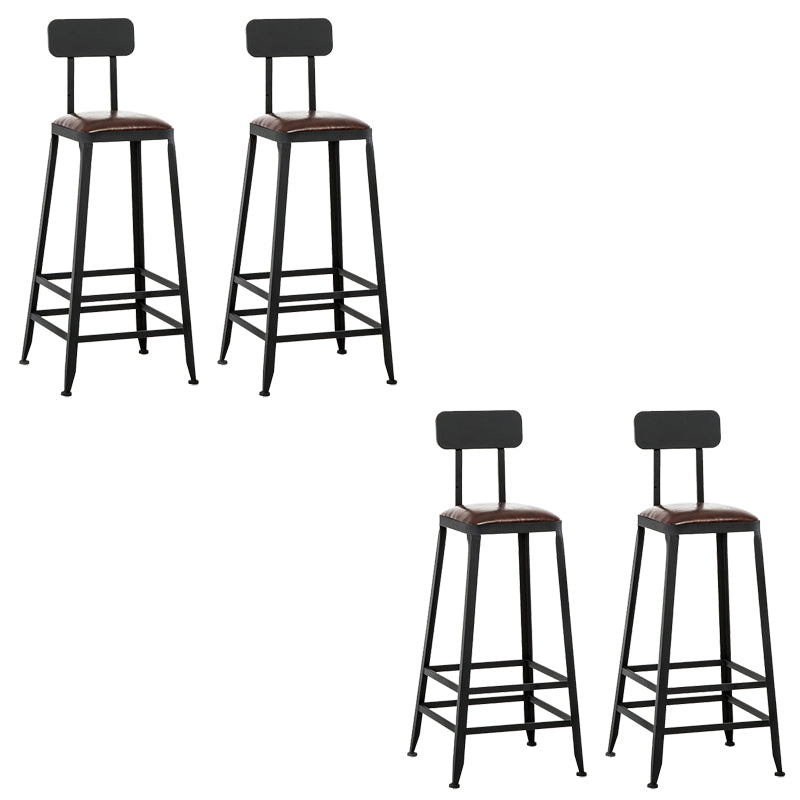 Contemporary Square Dining Stools Metal Bar Stools with Footrest