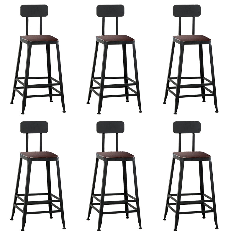 Contemporary Square Dining Stools Metal Bar Stools with Footrest