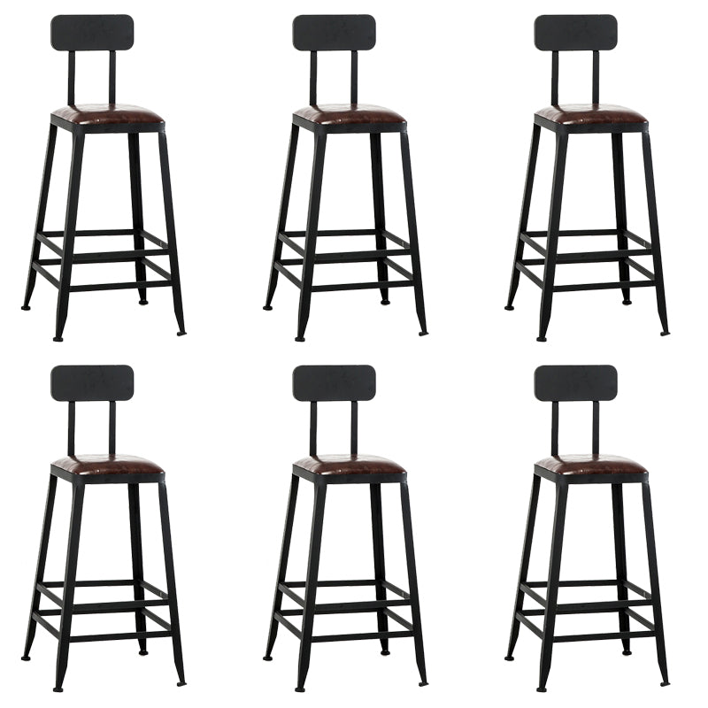 Contemporary Square Dining Stools Metal Bar Stools with Footrest